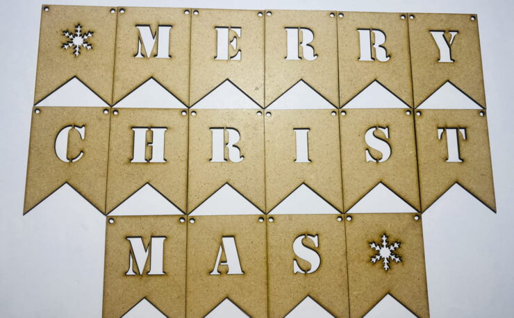 Laser Cut Merry Christmas Bunting Free Vector