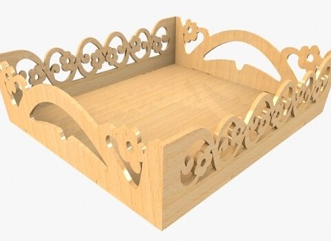 Laser Cutting Floral Serving Tray DWG File