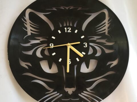 Cat Face Wall Clock Laser Cut Free Vector
