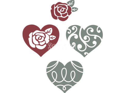 Laser Cut Heart Monograms DXF File