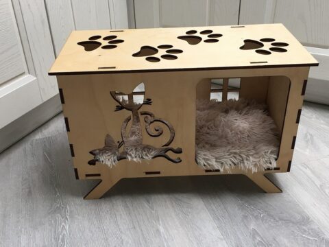 Cat House Laser Cut Wooden CNC Plans Free Vector