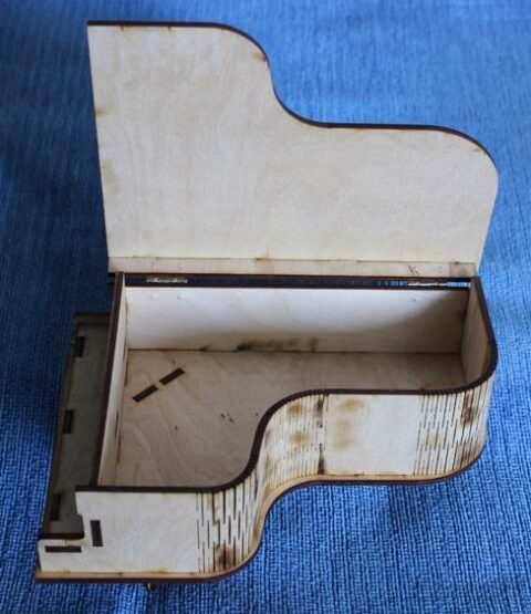 Laser Cut Piano Shaped Gift Box Plywood Free Vector