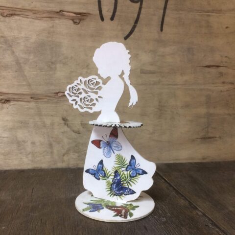 Laser Cut Girl With Bouquet Of Flowers Napkin Holder Free Vector