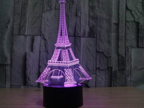 Eiffel Tower Decor 3D LED Night Light Free Vector