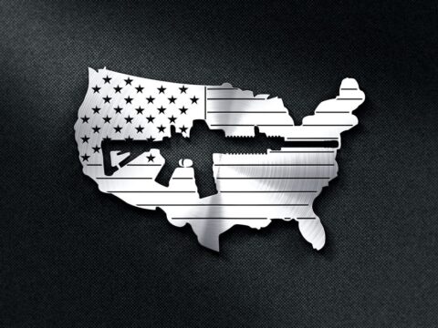US Flag with a Gun Cut out DXF File
