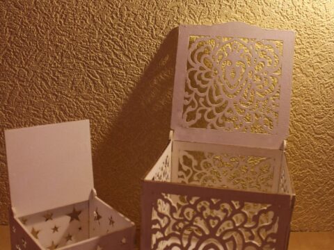 Laser Cut Wood Box with Flower Motif Free Vector
