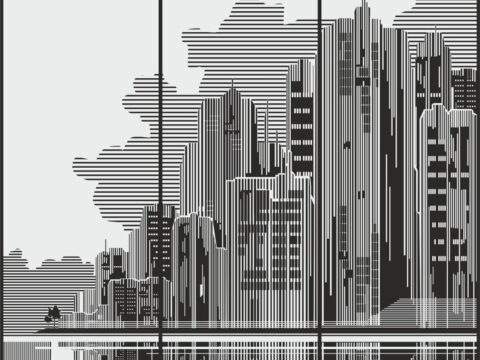 Cities Sandblasting drawings on the wardrobe Free Vector