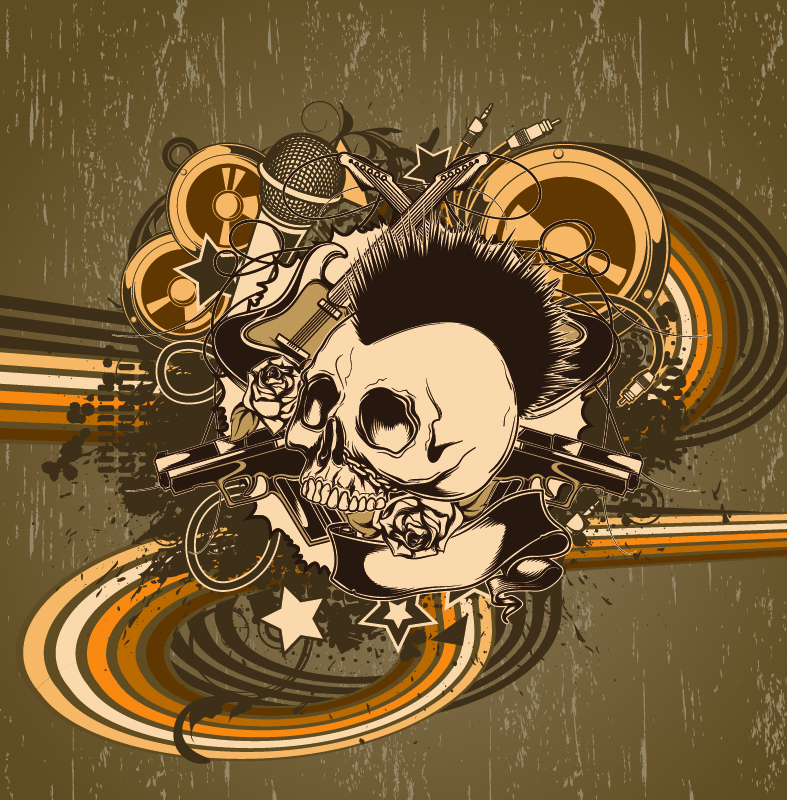 Old Skull Poster Vector Art Free Vector