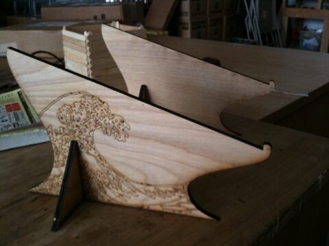 Laptop Stand with Hokusai Wave SVG File