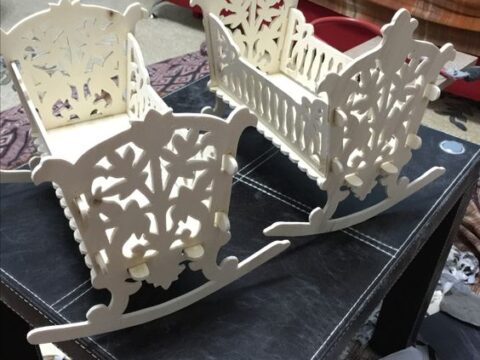 Toddler Rocking Bed Laser Cut Free Vector