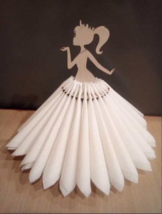 Laser Cut Girl Dancing Napkin Holder Free Vector