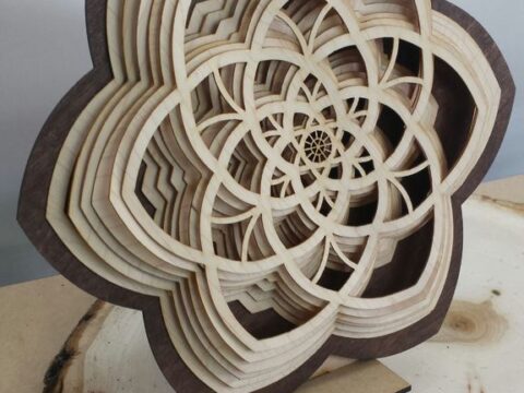 Layered Wooden Sculptures Flower DXF File