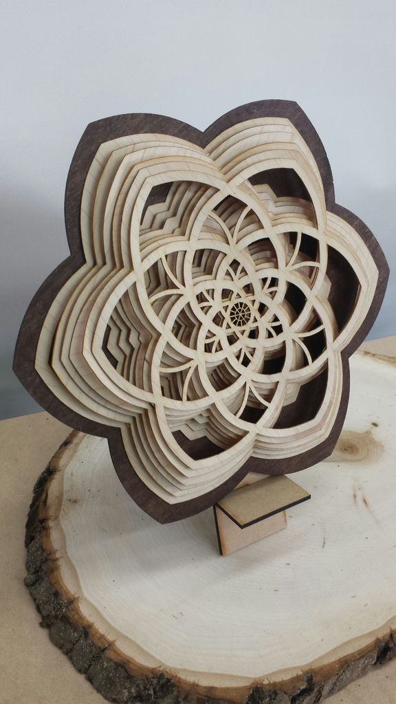 Layered Wooden Sculptures Flower DXF File