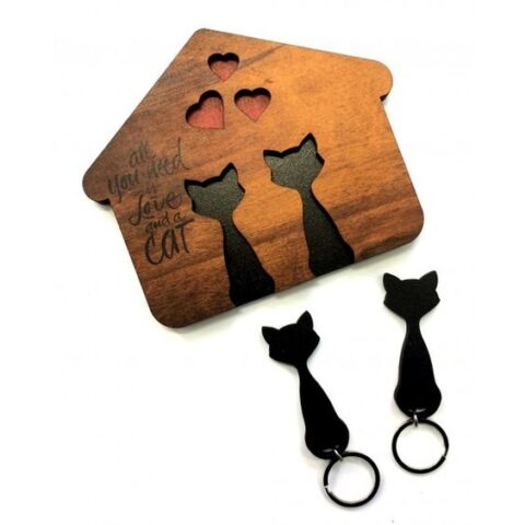 Cat shaped key holder Free Vector