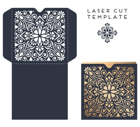 Laser Cut Wedding Invitation Card Design Template Free Vector