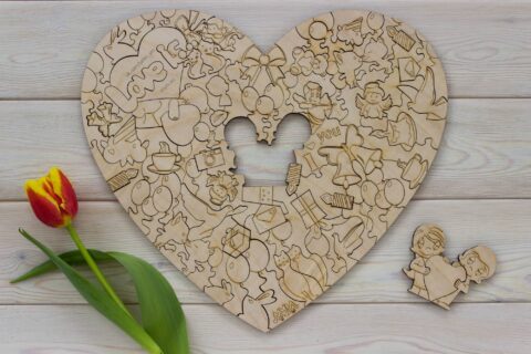 Valentines Day Jigsaw Puzzle Laser Cut Engraving Free Vector