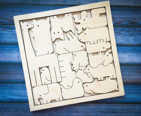 Laser Cut Animals Puzzle For Kids Free Vector