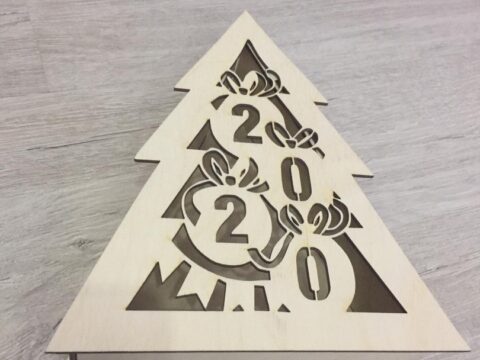 Laser Cut New Year Christmas Tree Shape Box Free Vector