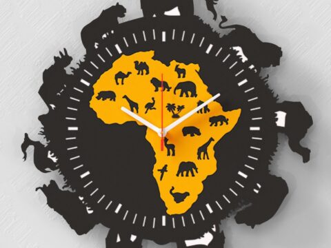 Laser Cut Africa Wall Clock Free Vector