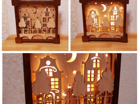 Laser Cut Night Lamp Free Vector
