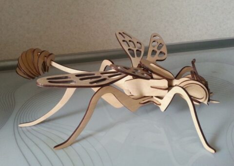 Wasp 3D Model Laser Cut Template Free Vector