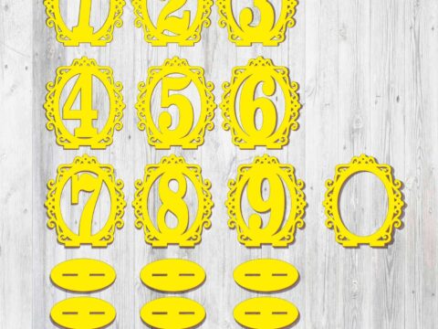 Laser Cut Wooden Table Numbers Template Free Vector