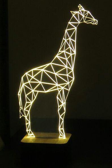 Laser Cut Giraffe 3d Optical Illusion Night Light Free Vector