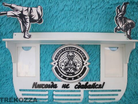 Laser Cut Medal Display Hanger With Shelf And Photo Frames Free Vector