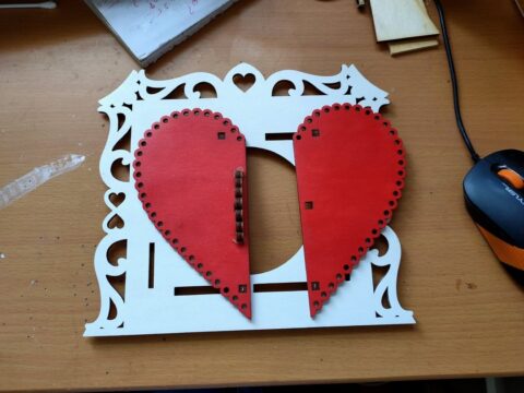 Laser Cut Wooden Heart Shape Decorative Frame Free Vector
