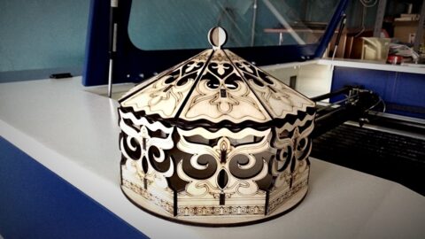 Laser Cut Decorative Wooden Basket With Lid Free Vector