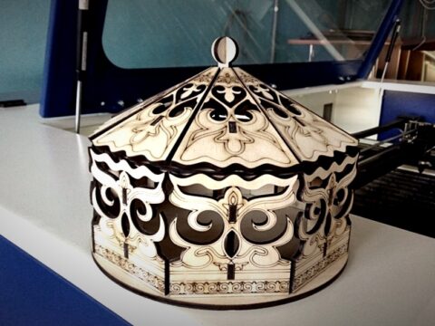 Laser Cut Decorative Wooden Basket With Lid Free Vector