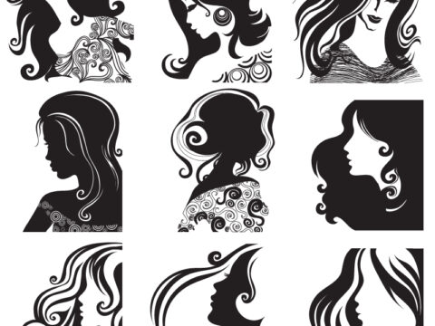 Women Hairstyle Silhouettes Free Vector