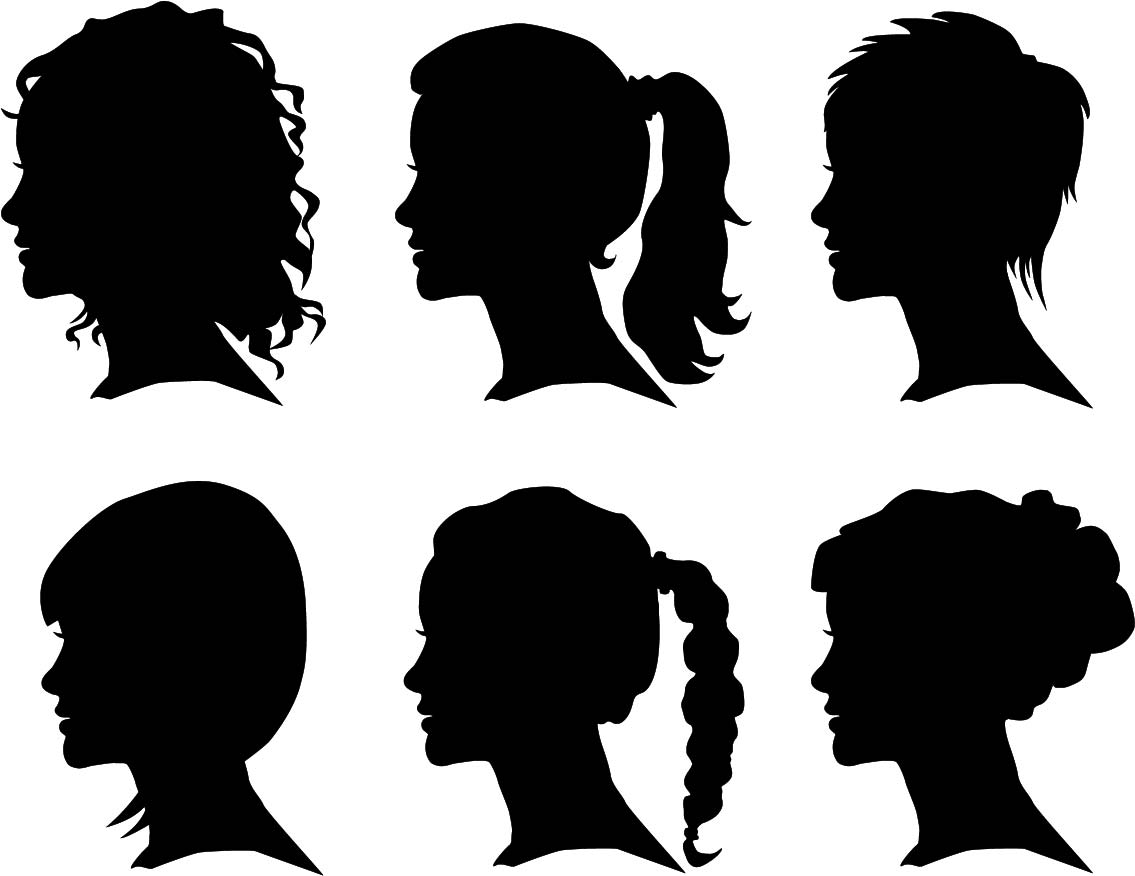 Creative Woman Silhouettes Vector Set Free Vector