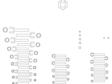 Boxed End And Open End Wrenches dxf File