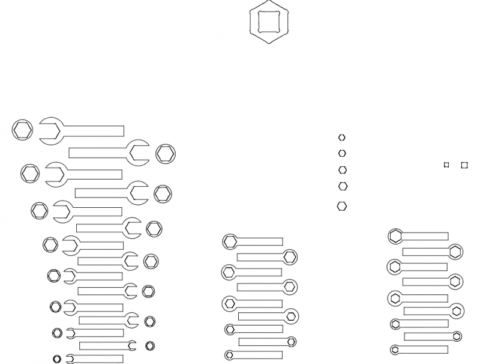 Boxed End And Open End Wrenches dxf File