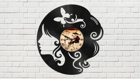 The Head of a Girl Vinyl Clock Free Vector