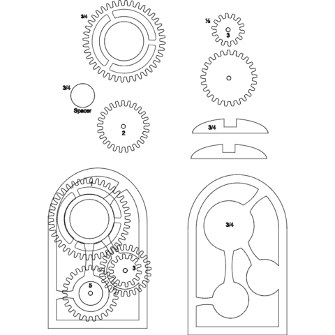 Wooden gear clock dxf File