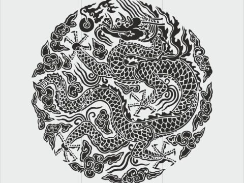 Chinese dragon totem style Free Vector