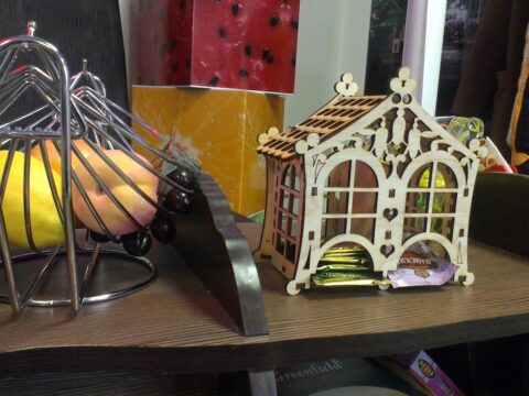 Laser Cut Wooden Tea House Tea Bags Holder Free Vector