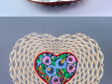 Laser Cut Flower Fruit Basket Candy Basket DXF File