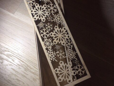 Laser Cut Wine Bottle Box With Sliding Lid Snowflake Design Free Vector