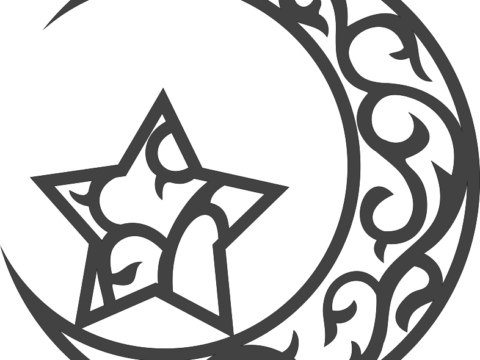 Decor Star and Moon Laser Cut Free Vector
