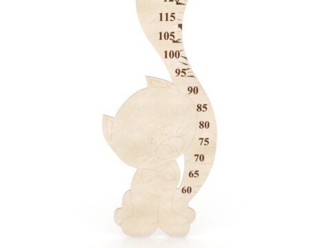 Laser Cut Cute Cat Growth Height Chart Free Vector