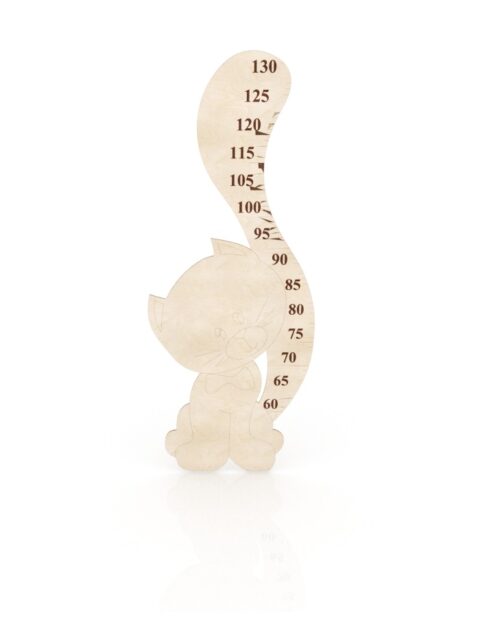 Laser Cut Cute Cat Growth Height Chart Free Vector