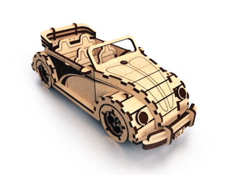Laser Cut Wooden Volkswagen Fusca Cabriolet DXF File