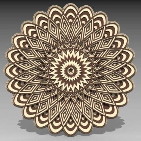 Laser Cut 3D Layered Mandala Free Vector