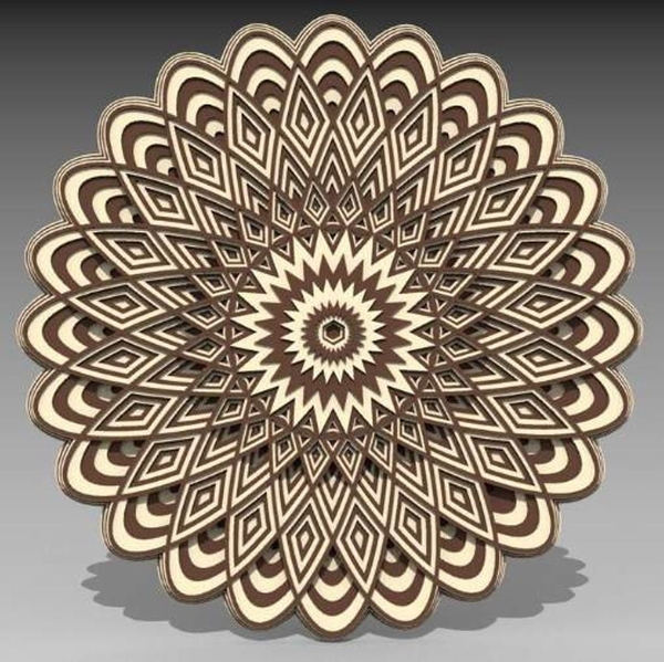 Laser Cut 3D Layered Mandala Free Vector