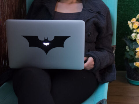 Laser Cut Laptop Sticker Bat 20×8 8cm DXF File