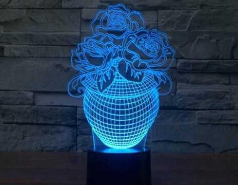 Rose In A Vase 3D Illusion Lamp Led Night Lights PDF File
