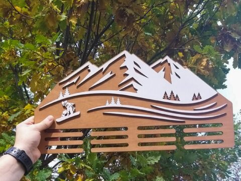 Laser Cut Ski Medal Display Hanger Template Free Vector
